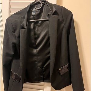 Forever 21 Black Blazer Sequin Pocket and Collar